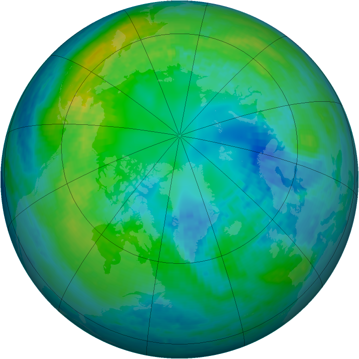 Arctic ozone map for 20 October 2001